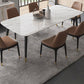 Moderne eettafel witte steen en marmeren eettafel voetstuktafel sleeën