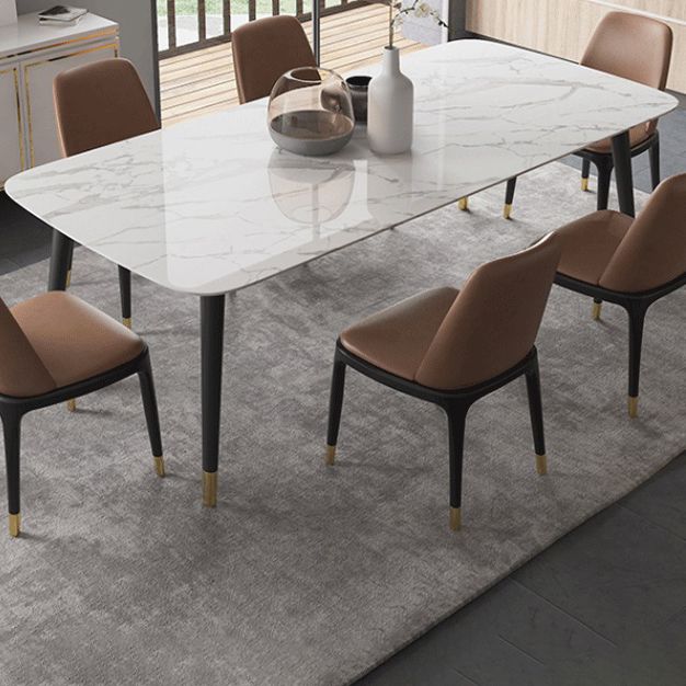 Moderne eettafel witte steen en marmeren eettafel voetstuktafel sleeën
