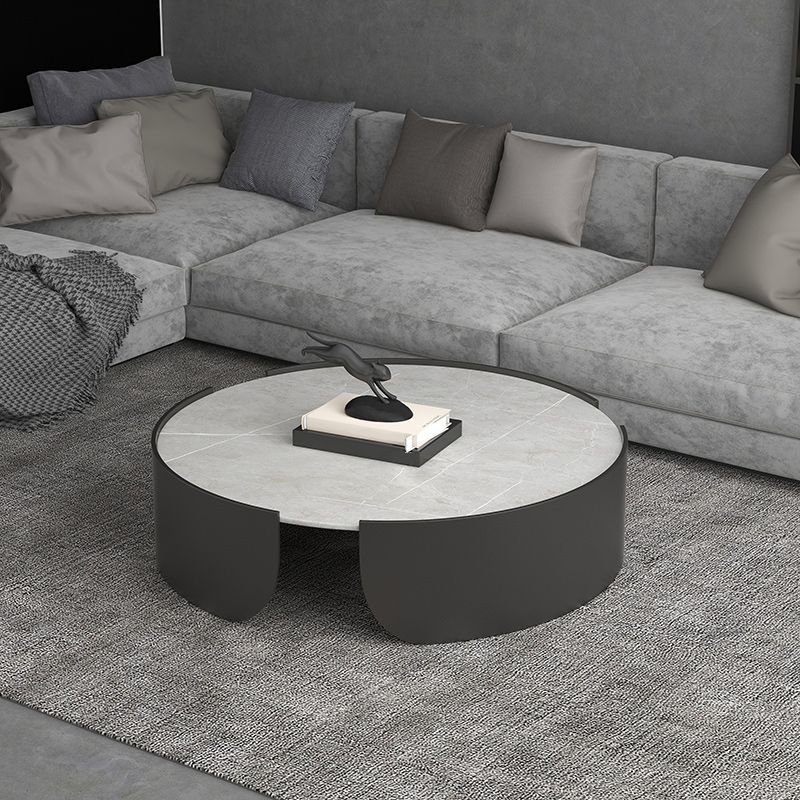 Modern Style White/black Rock Slab Top Round Metal Craft Coffee Table Clearhalo 'Coffee & Accent Tables' 'Coffee Tables' 'coffee_tables' 'furn' 'furn_coffee_tables' 'Furniture' 'Living Room Furniture' 1200x1200_19f60540-8bf1-4b40-8890-79d18a34d389
