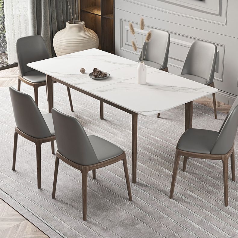 Extendable Sintered Stone Top Dining Set Rectangle 1/4/5/7 Pieces Dining Room Table Set Clearhalo 'Dining Room Sets' 'Dining Tables & Seating' 'dining_room_set' 'furn' 'furn_dining_room_set' 'Furniture' 'furniture_dining_room_set' 'Kitchen & Dining Furniture' 1200x1200_19f627f1-801b-4430-ae29-bd385d00c615