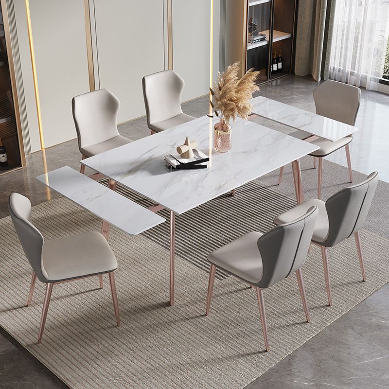 Modern 1/4/5/7 Pieces Rectangle Dinette Set with Sintered Stone Scalable Dining Table Set Clearhalo 'Dining Room Sets' 'Dining Tables & Seating' 'dining_room_set' 'furn' 'furn_dining_room_set' 'Furniture' 'furniture_dining_room_set' 'Kitchen & Dining Furniture' 1200x1200_19fd3088-ef61-4a00-be5d-ec908d4fb310