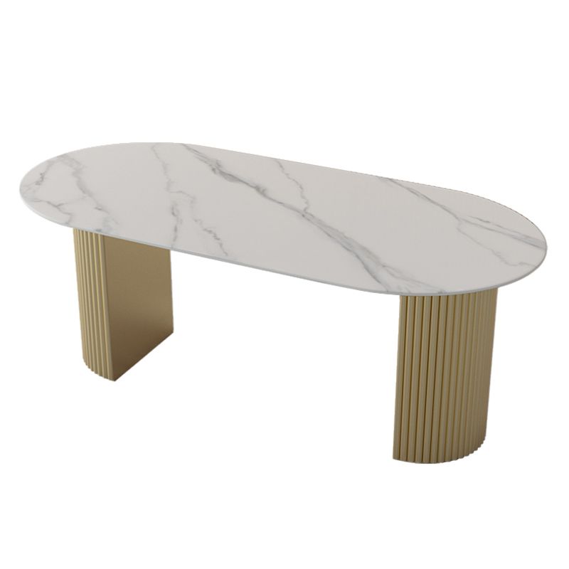 Modern Style Dining Table Oval Double Pedestal Dining Table for Home Clearhalo ' dining_table' 'Dining Tables & Seating' 'Dining Tables' 'furn' 'furn_dining_table' 'Furniture' 'furniture_dining_table' 'Kitchen & Dining Furniture' 'kitchen&dining_furn' 'kitchen' 'kitchen_dining_table' 1200x1200_1a003e3c-df65-43a4-bd0e-3dbc92447823