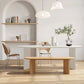 White Solid Wood Table Oval Dining Room Table with Double Pedestal
