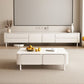 4 Legs White Slate Rectangular Cocktail Table with Storage Drawers