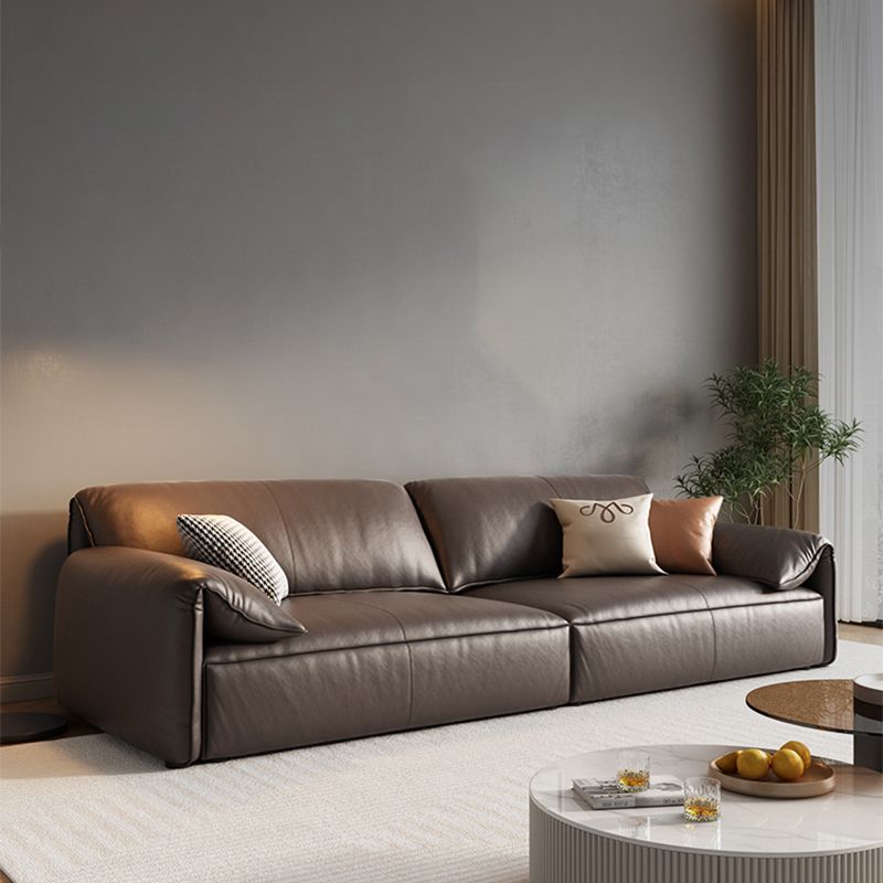 Genuine Leather Contemporary Pillow Top Arm Sofa for Living Room Clearhalo 'furn' 'furn_sofas' 'Furniture' 'Living Room Furniture' 'Sofa' 'sofas' 1200x1200_1a02bd84-44c0-4073-aedf-6babe35faef0