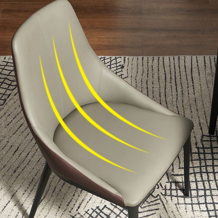 Silla de espalda sólida sillas laterales de comedor de cuero de estilo industrial