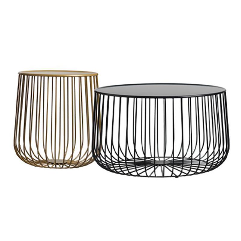 Mid-century Round Iron Coffee Table Frame Cocktail Table with Storage Clearhalo 'Coffee & Accent Tables' 'Coffee Tables' 'coffee_tables' 'furn' 'furn_coffee_tables' 'Furniture' 'Living Room Furniture' 1200x1200_1a0ba016-f162-4fc7-86d4-760d974bb5bd