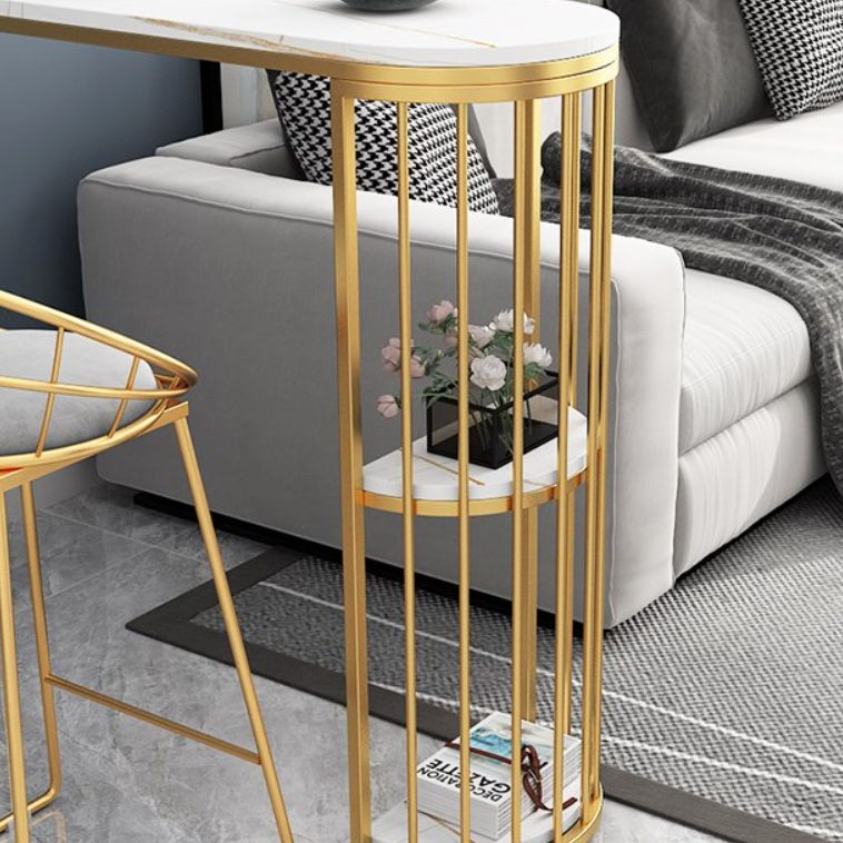 Specialty Stone Top Bar Table with Storage Base White Glam Pub Table Clearhalo 'Bar Furniture' 'Bar Tables' 'bar_tables' 'furn' 'furn_bar_tables' 'Furniture' 'Kitchen & Dining Furniture' 1200x1200_1a0ba30a-91bb-41de-af37-98c05d96b723