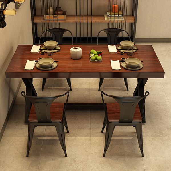 Industrial Rectangle Dining Room Table Pine Solid Wood Table with Black Trestle Base Clearhalo ' dining_table' 'Dining Tables & Seating' 'Dining Tables' 'furn' 'furn_dining_table' 'Furniture' 'furniture_dining_table' 'Kitchen & Dining Furniture' 'kitchen&dining_furn' 'kitchen' 'kitchen_dining_table' 1200x1200_1a0c6b93-a708-4650-9ea8-9e682c61c668
