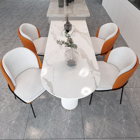 Free Form White Dining Table Sintered Stone Table Luxury Style with 3 Legs
