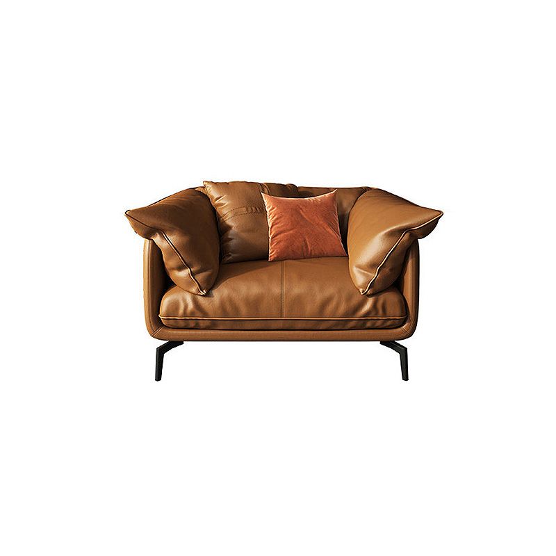 Brown Leather/Faux Leather Sectional Pillow Top Arm for Living Room Clearhalo 'furn' 'furn_sectionals' 'Furniture' 'furniture_sectionals' 'kitchen' 'kitchen_sectionals' 'Living Room Furniture' 'Sectionals' 1200x1200_1a0d37b4-13d9-4f21-9aec-55c98cbdf5eb