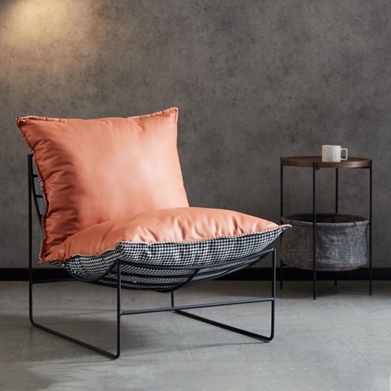 Contemporary Faux Leather Armless Pillow Back with Black Legs Lounge Chair Clearhalo 'Accent Chairs' 'accent_chairs' 'Chairs & Seating' 'furn' 'furn_accent_chairs' 'Furniture' 'Living Room Furniture' 1200x1200_1a0da771-1f11-4f41-a7b0-f08999ef6fa3