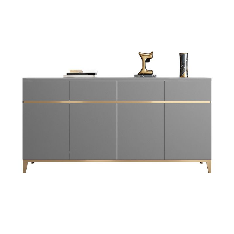 Tavolo da sideboard in pietra a buffet da pranzo in stile glam con cassetti e armadi