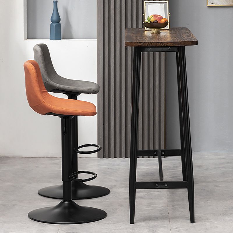 Scandinavische metalen barkrukkenleer Leer Low Back Teller Stool