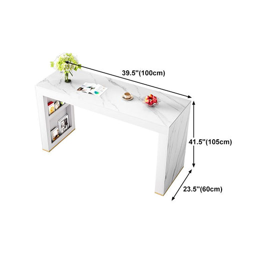 Glam Wood Bar Dining Table with White Stone Top Rectangle Indoor Bistro Table Clearhalo 'Bar Furniture' 'Bar Tables' 'bar_tables' 'furn' 'furn_bar_tables' 'Furniture' 'furniture_bar_tables' 'Kitchen & Dining Furniture' 1200x1200_1a13ac1c-eee9-4124-8fae-a8160f663e5b