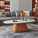 Elliptical Stone Coffee Table Pedestal 1 Single Cocktail Table - 17.72" H Clearhalo 'Coffee & Accent Tables' 'Coffee Tables' 'coffee_tables' 'furn' 'furn_coffee_tables' 'Furniture' 'Living Room Furniture' 1200x1200_1a15101e-7081-4193-a3ee-2b8eb3e4f6d9