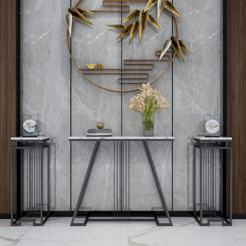 Modern Iron Console Sofa Table Rectangle Marble Console Accent Table for Hall