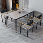 Glam Rectangle Dining Table Set 1/4/5/7 Pieces Dinette Set with Sintered Stone Top Clearhalo 'Dining Room Sets' 'Dining Tables & Seating' 'dining_room_set' 'furn' 'furn_dining_room_set' 'Furniture' 'Kitchen & Dining Furniture' 1200x1200_1a188531-dc3e-4f19-950f-e58cab58b7a0