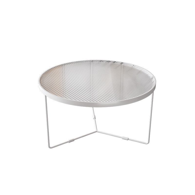 Moderner Stil runder geschärfter Glas Tisch mit Metallkreuzbeinen Couchtisch