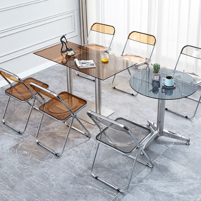 Glass Top Dining Table Modern Dining Table with Pedestal Base Clearhalo 'Dining Tables & Seating' 'Dining Tables' 'dining_table' 'Furniture' 'furniture_dining_table' 'Kitchen & Dining Furniture' 'kitchen' 'kitchen_dining_table' 1200x1200_1a1add72-83f6-495e-b637-aead72ea58b1