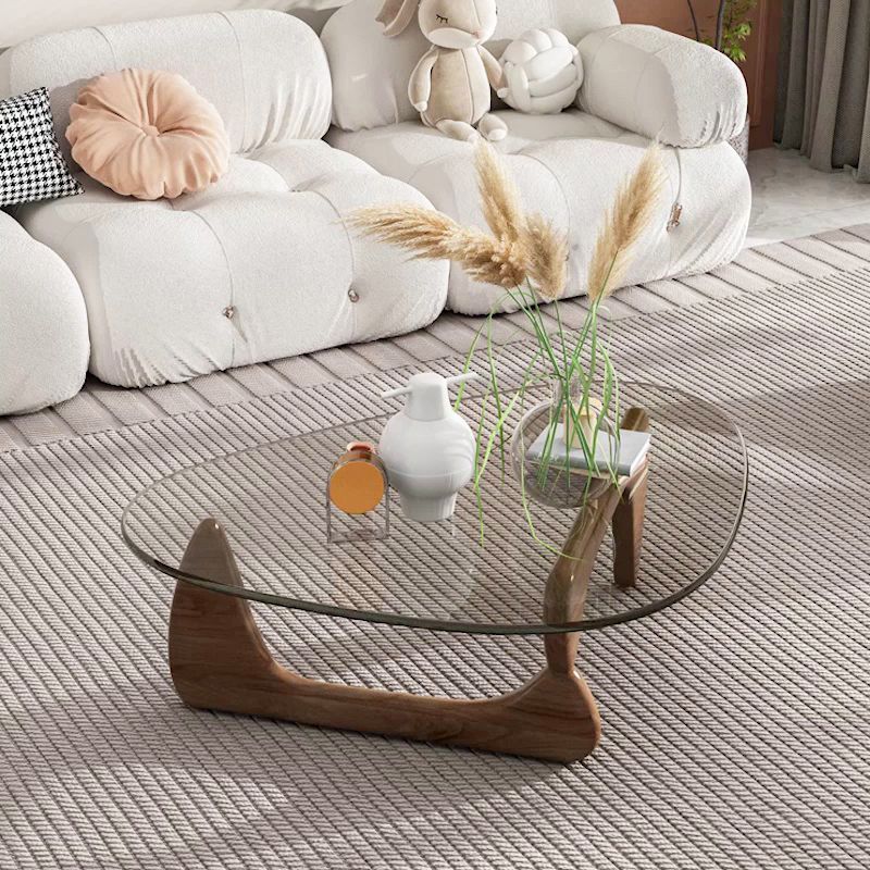 Contemporary Abstract Wooden Base Irregular Glass Top Coffee Table Clearhalo 'Coffee & Accent Tables' 'Coffee Tables' 'coffee_tables' 'furn' 'furn_coffee_tables' 'Furniture' 'Living Room Furniture' 1200x1200_1a1bd195-7b65-4dcd-9f5d-19edfb54cdfc