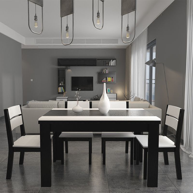 Mesa de comedor de piedra industrial de las piernas del rectángulo 4 de la mesa de cena de la cocina