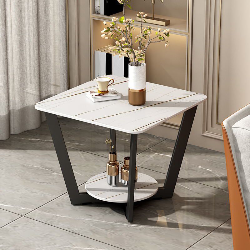 Modernistic Square Storage End Table 19.7" Tall Cross Legs Side Table Clearhalo 'Coffee & Accent Tables' 'End & Side Tables' 'end_side_tables' 'furn' 'furn_end_side_tables' 'Furniture' 'Living Room Furniture' 1200x1200_1a1ecba3-92e1-4a7f-9486-04e5057069c6