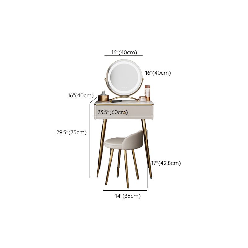 15" Wide Glam Vanity Table White Wooden Make-up Vanity with Drawer