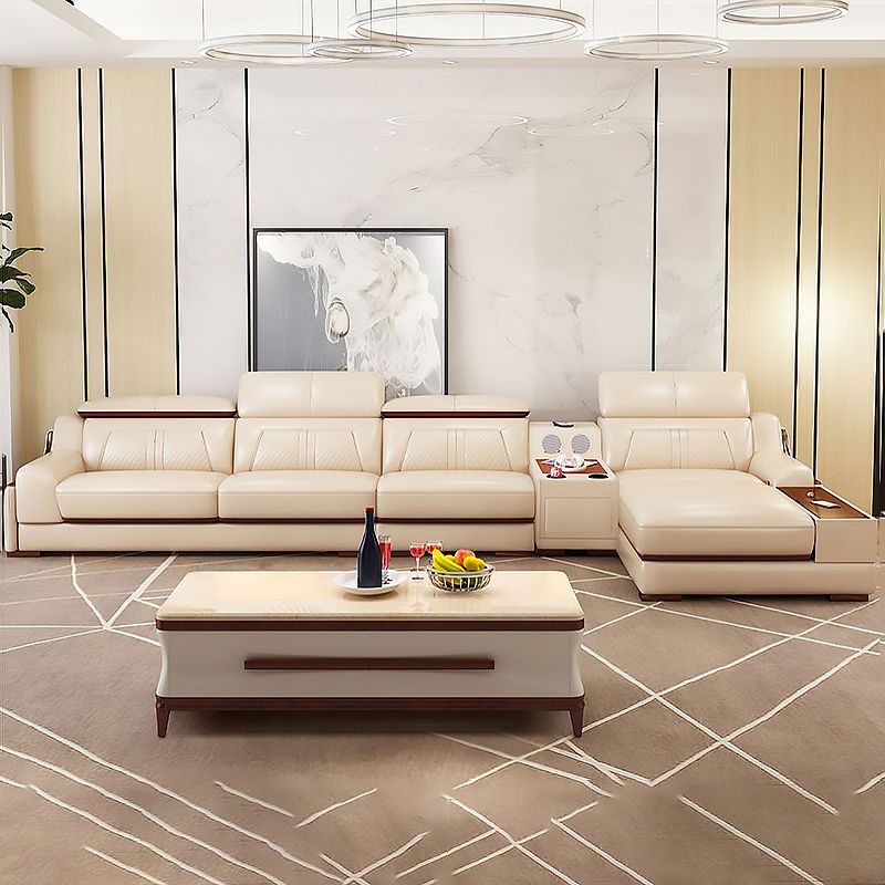 Divano e chaise con armi inclinate resistenti alla vera pelle contemporanea divano e chaise