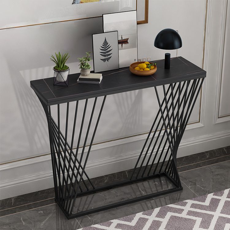 Modern Stone Console Sofa Table Rectangle Iron End Table for Hall Clearhalo 'Console Tables' 'console_tables' 'Entry & Mudroom Furniture' 'furn' 'furn_console_tables' 'Furniture' 1200x1200_1a258600-2b63-4217-a312-da374c42e113