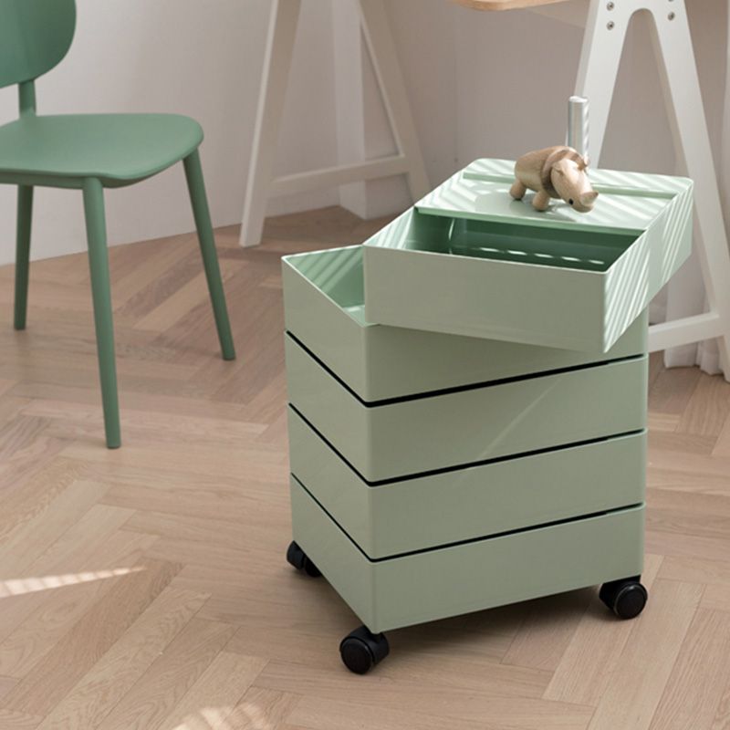Modern Colored 5 - Drawer Plastic Nightstand Or End Table with Casters
