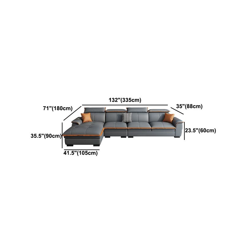 Tufted Pillow Top Arm Sectional Stain Resistant Sectional Gray Faux Leather Clearhalo 'furn' 'furn_sectionals' 'Furniture' 'Living Room Furniture' 'Sectionals' 1200x1200_1a265407-0187-48cf-9647-488f8f300820