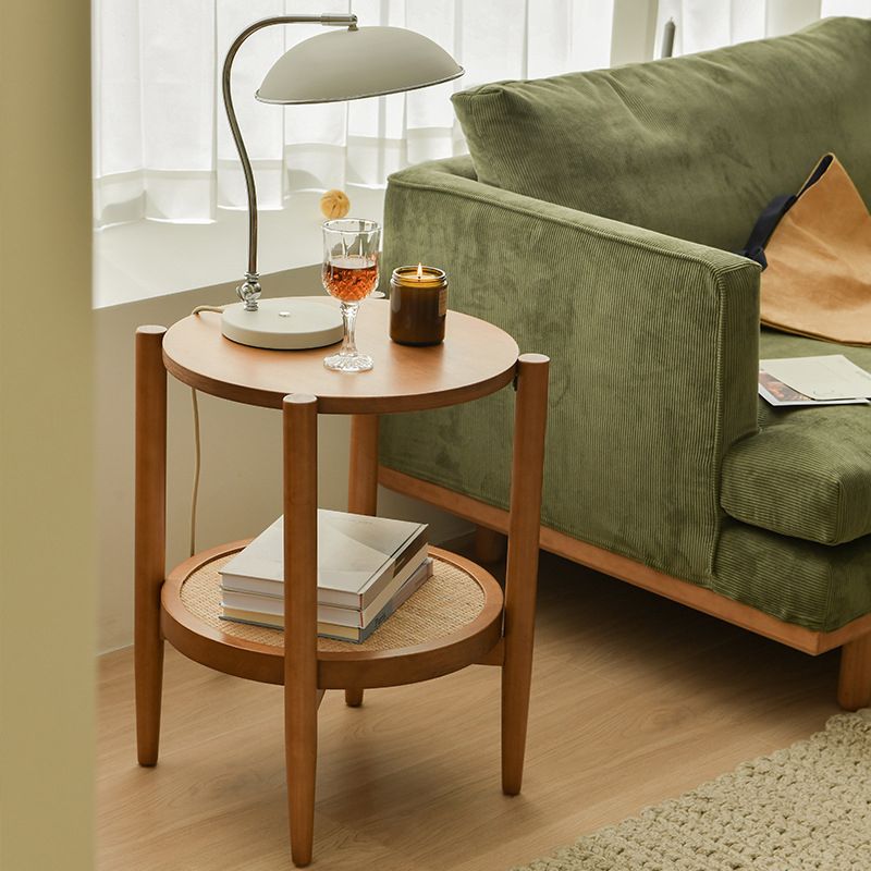 Nordic Cocktail Table 4 Legs Wooden with Storage Shelf Round Coffee Table Clearhalo 'Coffee & Accent Tables' 'Coffee Tables' 'coffee_tables' 'furn' 'furn_coffee_tables' 'Furniture' 'Living Room Furniture' 1200x1200_1a2692a7-9020-4f10-ac96-71504887685a