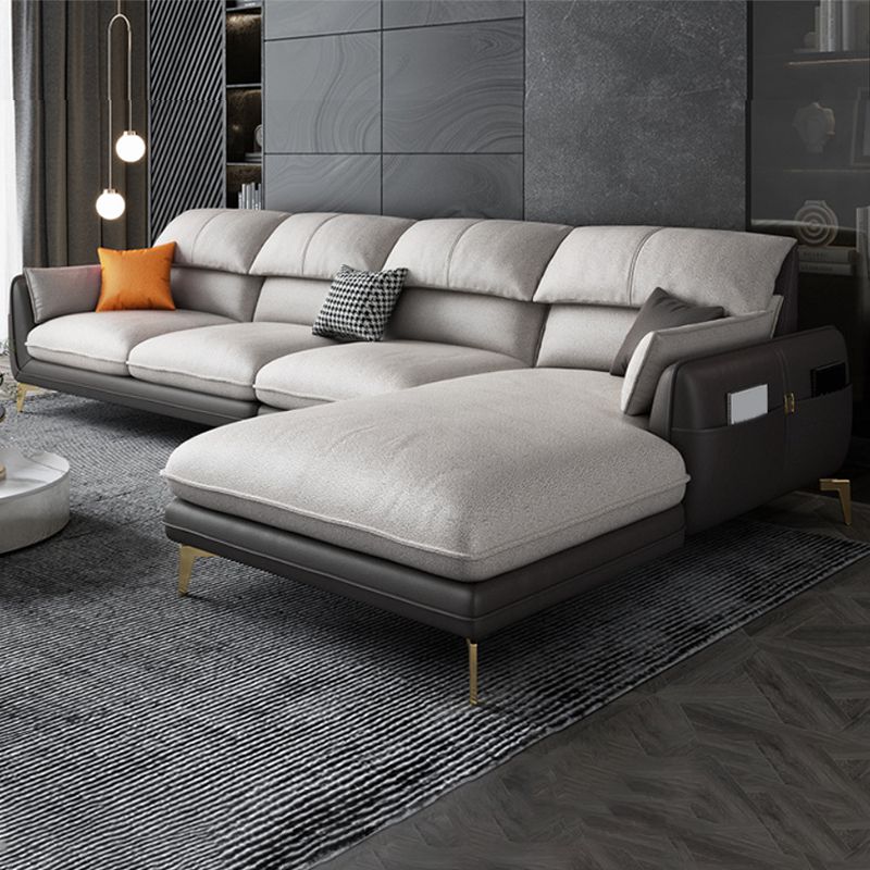 Scandinavian Pillow Top Arm Sectional with Storage for Four People Clearhalo 'furn' 'furn_sectionals' 'Furniture' 'furniture_sectionals' 'Living Room Furniture' 'Sectionals' 1200x1200_1a2710fc-f44c-4b13-a434-9cf732e79544