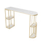 White Stone Top Free Form Bar Table with Metal Frame for Home