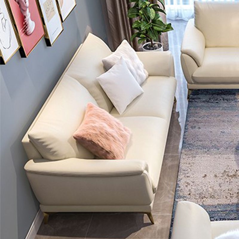 Panchina di divano standard contemporanea in pelle resistente alla macchia in bianco