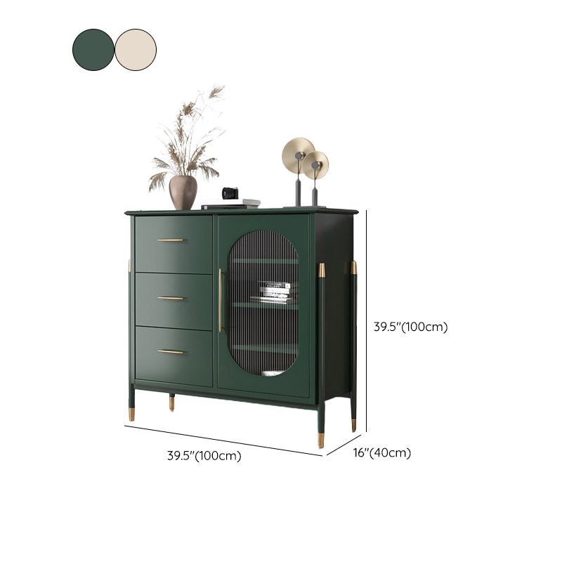 Table de buffet en bois massif planche latérale contemporaine avec armoires et tiroirs