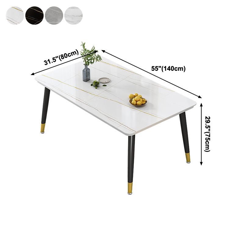 Glam Standard Rectangle Shape Table Sintered Stone Kitchen Dining Table with 4 Legs Base Clearhalo ' dining_table' 'Dining Tables & Seating' 'Dining Tables' 'furn' 'furn_dining_table' 'Furniture' 'furniture_dining_table' 'Kitchen & Dining Furniture' 'kitchen&dining_furn' 'kitchen' 'kitchen_dining_table' 1200x1200_1a2b7dc9-3051-498b-9f7e-0e1381b7c600