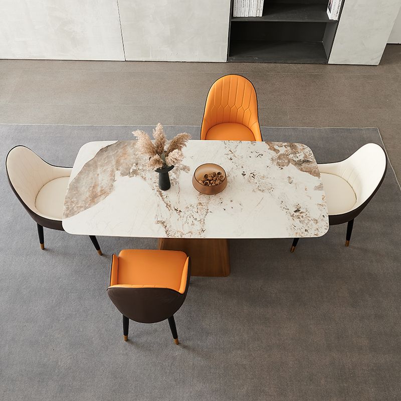 Metal Traditional Luxury Rectangle Indoor Table Sintered Stone Table with Pedestal Clearhalo ' dining_table' 'Dining Tables & Seating' 'Dining Tables' 'furn' 'furn_dining_table' 'Furniture' 'furniture_dining_table' 'Kitchen & Dining Furniture' 'kitchen&dining_furn' 'kitchen' 'kitchen_dining_table' 1200x1200_1a2bd2fd-eb26-4eea-9079-22af523b1995