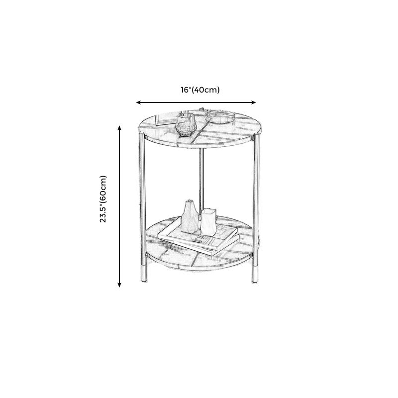 Contemporary Stone Top Side End Table Round Metal Frame Sofa Side Table Clearhalo 'Coffee & Accent Tables' 'End & Side Tables' 'end_side_tables' 'furn' 'furn_end_side_tables' 'Furniture' 'Living Room Furniture' 1200x1200_1a2bd8ee-1b99-4356-8e88-5cbb013fe48a
