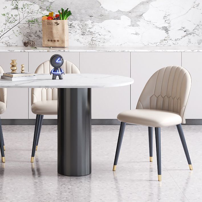 Modern Style Dining Table White Sintered Stone Dining Table with Black Base for Kitchen Clearhalo 'Dining Tables & Seating' 'Dining Tables' 'dining_table' 'furn' 'furn_dining_table' 'Furniture' 'furniture_dining_table' 'Kitchen & Dining Furniture' 'kitchen' 'kitchen_dining_table' 1200x1200_1a2c0107-ad6d-4ba4-a4bd-aa13f9bf4ccb