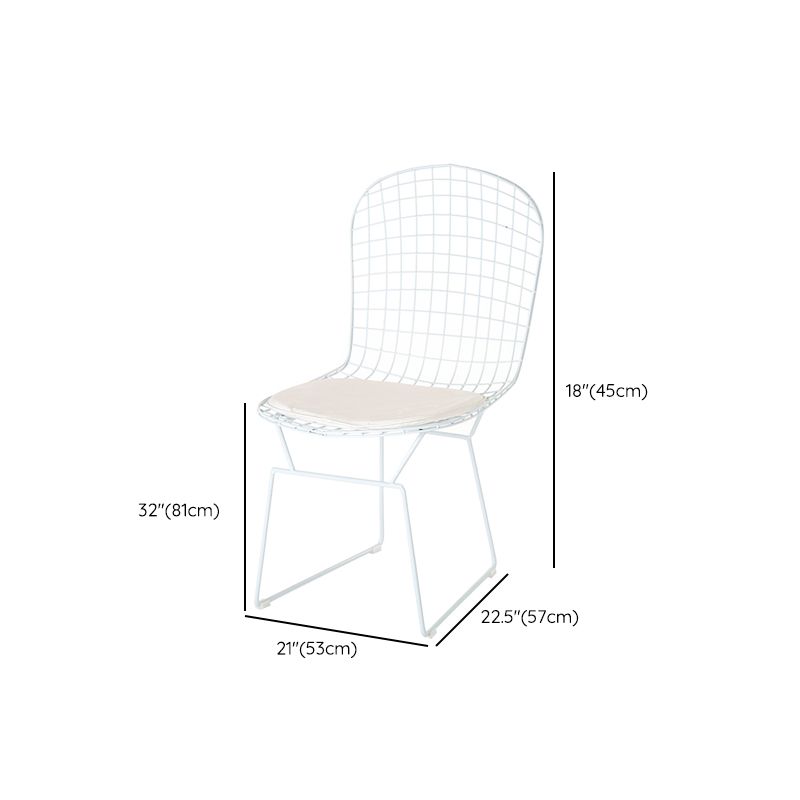 Armless Kitchen Dining Side Chair Metal Dining Chair in White