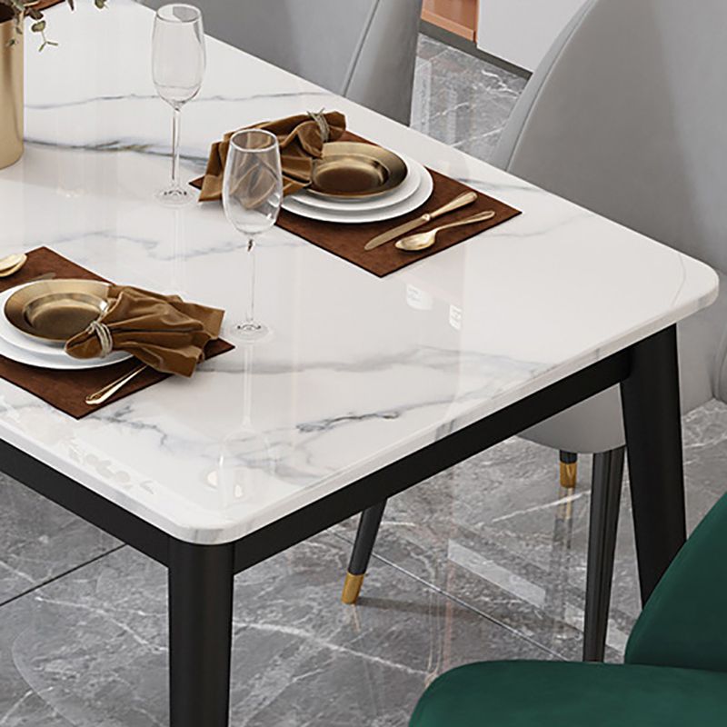 Stone Top Dining Table Rectangle Contemporary Table with 4 Black Legs Clearhalo 'Dining Tables & Seating' 'Dining Tables' 'dining_table' 'furn' 'furn_dining_table' 'Furniture' 'furniture_dining_table' 'Kitchen & Dining Furniture' 'kitchen' 'kitchen_dining_table' 1200x1200_1a2e5617-7659-430f-a6b5-0e9fdaa69908