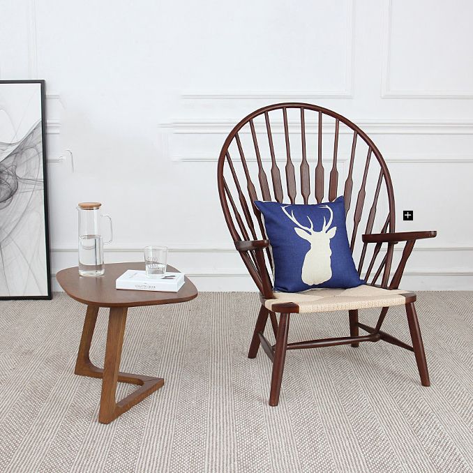 Solid Wood Top Side Table 17.12" Tall Abstract Base End Table