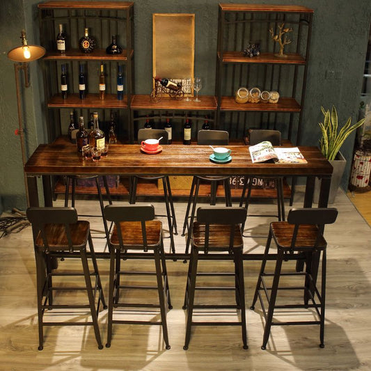 Brown Wood Top Counter Table Metal Black Legs Industrial Bar Table for Restaurant Clearhalo 'Bar Furniture' 'Bar Tables' 'bar_tables' 'furn' 'furn_bar_tables' 'Furniture' 'furniture_bar_tables' 'Kitchen & Dining Furniture' 1200x1200_1a31a9d1-3477-413a-9081-4680ae56700f