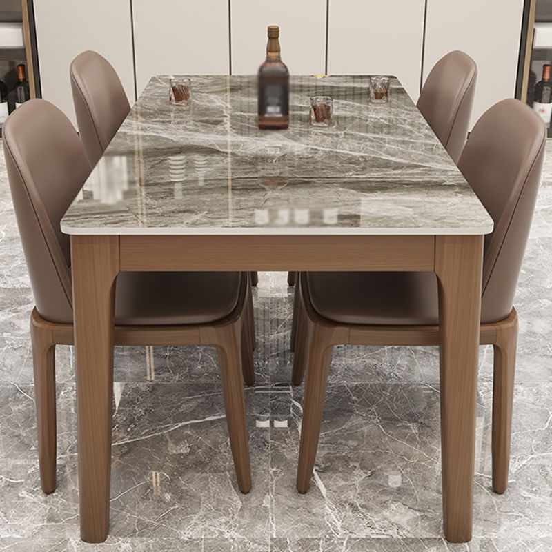 Mid-Century Modern Dining Table Stone Dining Table with Solid Wood Base Clearhalo 'Dining Tables & Seating' 'Dining Tables' 'dining_table' 'Furniture' 'furniture_dining_table' 'Kitchen & Dining Furniture' 'kitchen' 'kitchen_dining_table' 1200x1200_1a334476-8ba7-4abe-ae89-f63f14dbde38