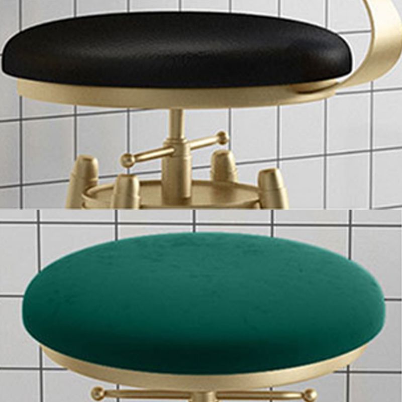 Glam Round Velvet Bar Stool Footrest Indoor Counter Stool with Gold Iron Legs Clearhalo 'Bar Furniture' 'Bar Stools' 'bar_stools' 'furn' 'furn_bar_stools' 'furniture_bar_stools' 'Kitchen & Dining Furniture' 'kitchen&dining_furn' 'kitchen' 'kitchen_furn' Furniture' 1200x1200_1a33e413-6686-4573-9314-2432cea17a28