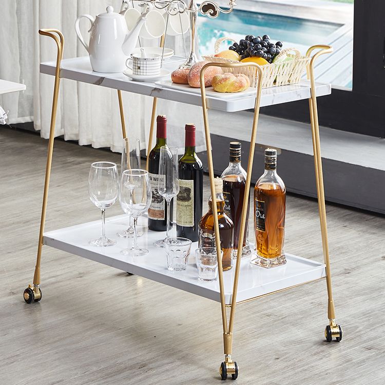 Modern Metal Prep Table Open Storage Rolling Prep Table for Dining Room