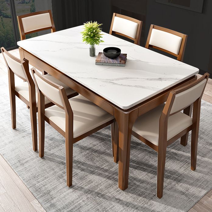 White Stone Table Mid-Century Modern Dining Table with 4 Legs