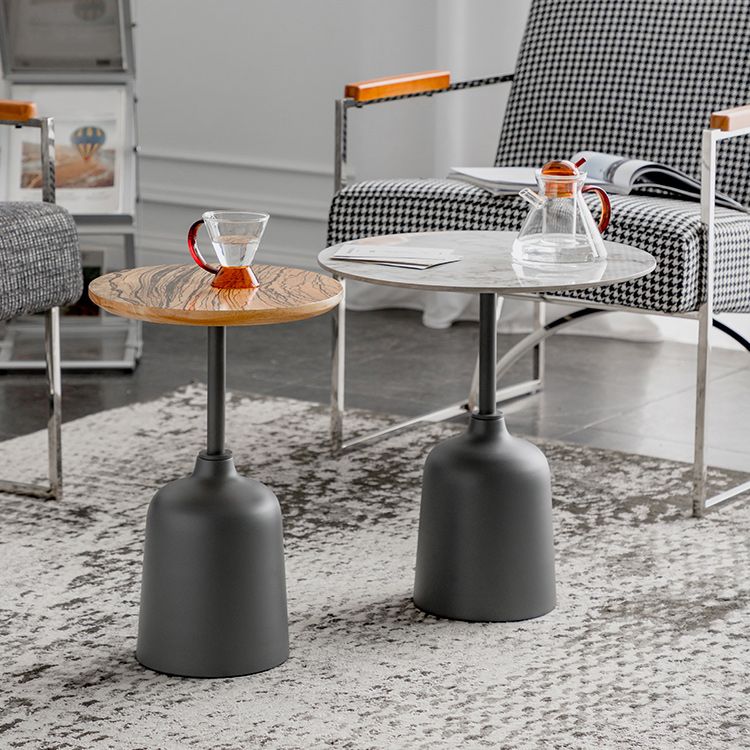 Modernistic Pedestal End Table Slate/Wood Top Round Corner Table Clearhalo 'Coffee & Accent Tables' 'End & Side Tables' 'end_side_tables' 'furn' 'furn_end_side_tables' 'Furniture' 'Living Room Furniture' 1200x1200_1a36aaca-6d55-404a-b7f2-c60e0ac99f12